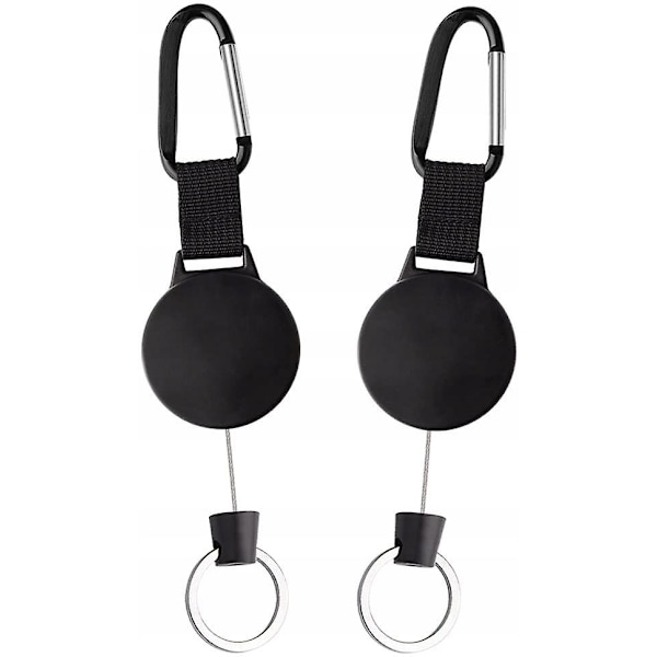 2 st Retraktila nyckelringar med 100 cm wire