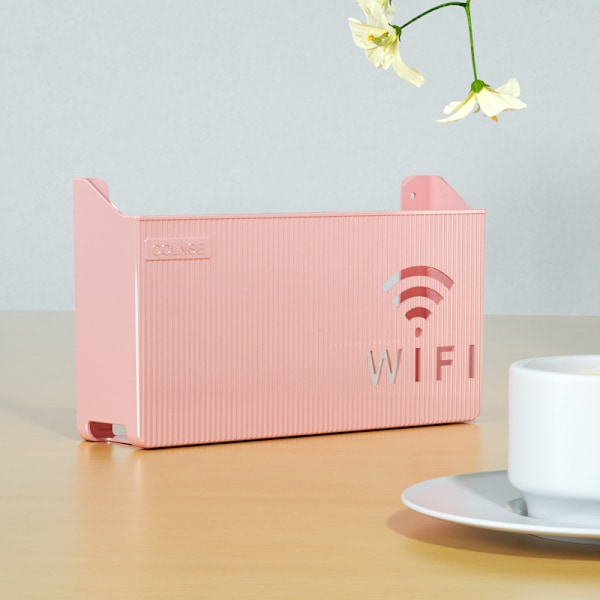 WiFi-routerhylla, väggmonterad, för set-top box pink