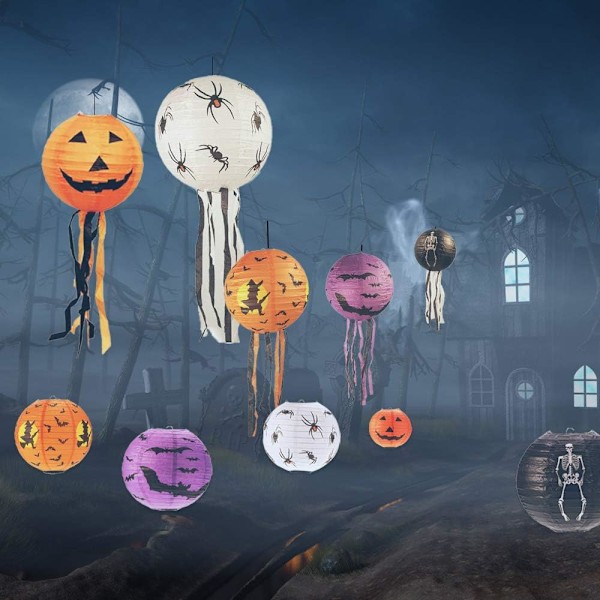 15 st Halloween-papperslytor, vikbara lyktor, dekorationer