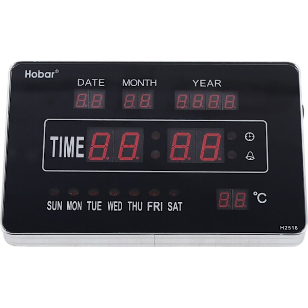 LED Digital Väggklocka med Temperatur, Kalender och Datum