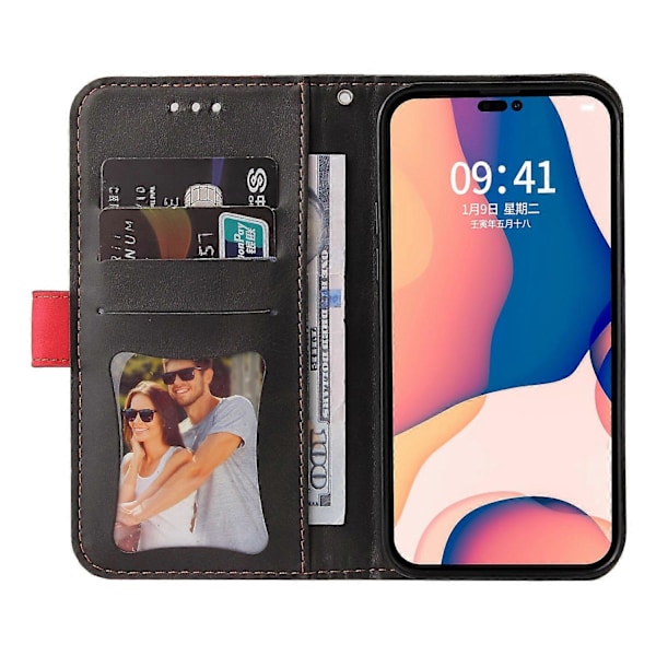 Læder telefoncover med syninger i farver til iPhone 14 Pro Max