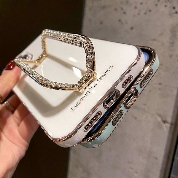 Skal för iPhone 12 Pro 6.1 tum, glänsande strass, stativ, stöttåligt TPU-mobilskal