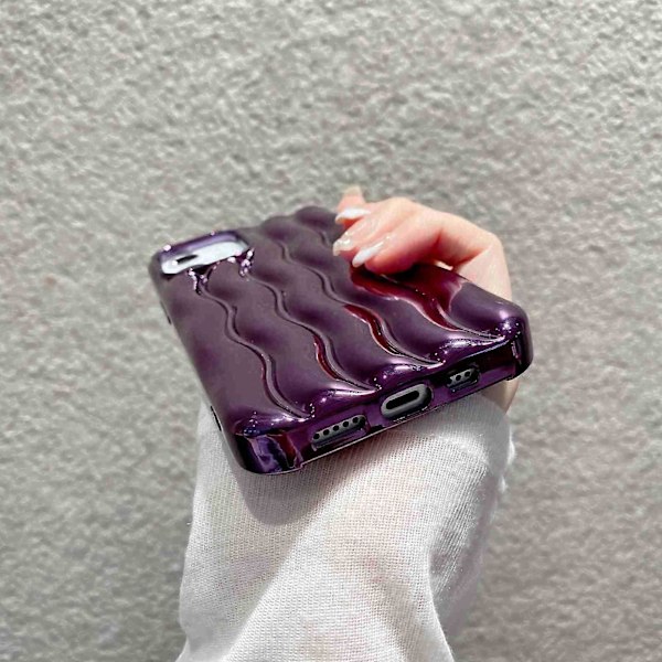 För iPhone 13 Pro Max Plätering 3D Vattenvåg Textur Mobilskal