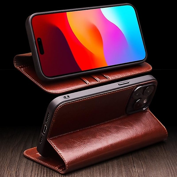 QIALINO Klassisk Læder Telefon Cover Til iPhone 15 Pro