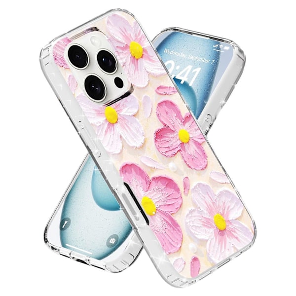 For iPhone 16 Pro Max Deksel IMD Mønstertrykk PC TPU Mobil Deksel
