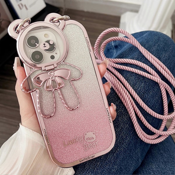 Galvanointi puhelinkotelo iPhone 14 Pro TPU-suojakuorelle PC-jalustalla + hihnalla
