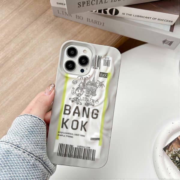 For iPhone 15 Pro Max Deksel Lysende Flybillett Mønster Trykk TPU Telefondeksel