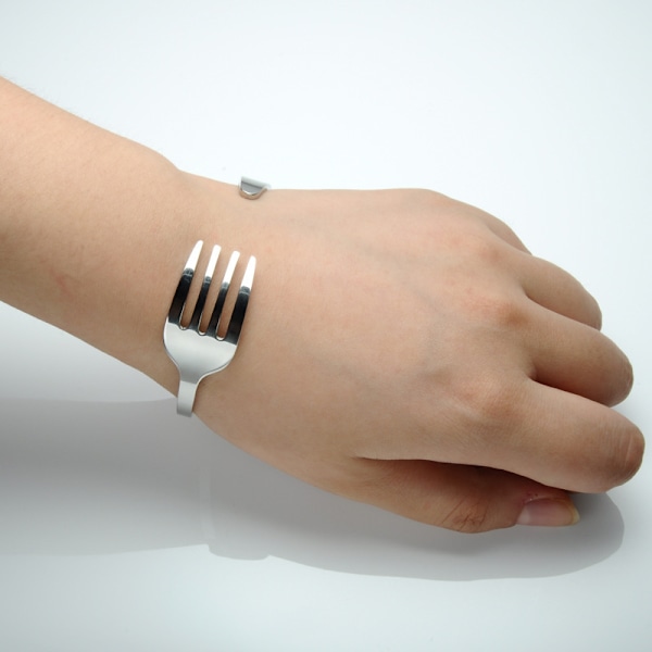 Simpelt armbånd med gaffel i rustfrit stål, kreativt og personligt silver