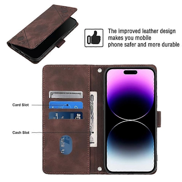 Læder telefoncover med præget overflade til iPhone 14 Pro