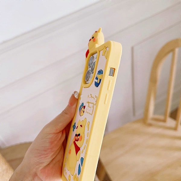 3D Tegneserie Sød Kawaii Dejlig Anime Bi Blomst Bjørn Form Børn Teenagere Piger Kvinder Blød Silikone Etui til iPhone 13 Pro Max Bjørn