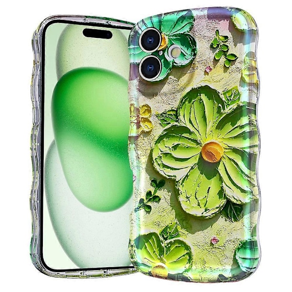 Magnetisk deksel til iPhone 16 med bølget kant og glitter TPU-bakside