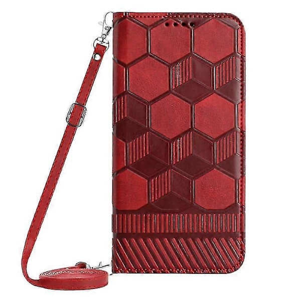 Iphone 13 Pro Max -puhelimen punainen jalkapallokuvioinen crossbody-puhelinkotelo magneettikiinnityksellä