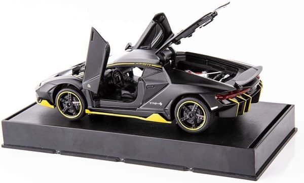 Kompatibel med 1:32 Lamborghini LP770 Bilmodel Legetøj Børn Lyd og Lys Træk Tilbage Bil Zinklegering Legetøj Børn Drenge Piger Gave Sort