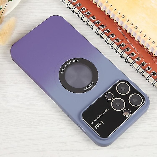 Til Iphone 14 Pro Gradient Silikone Stødsikkert Magsafe Telefoncover Med Linsefilm