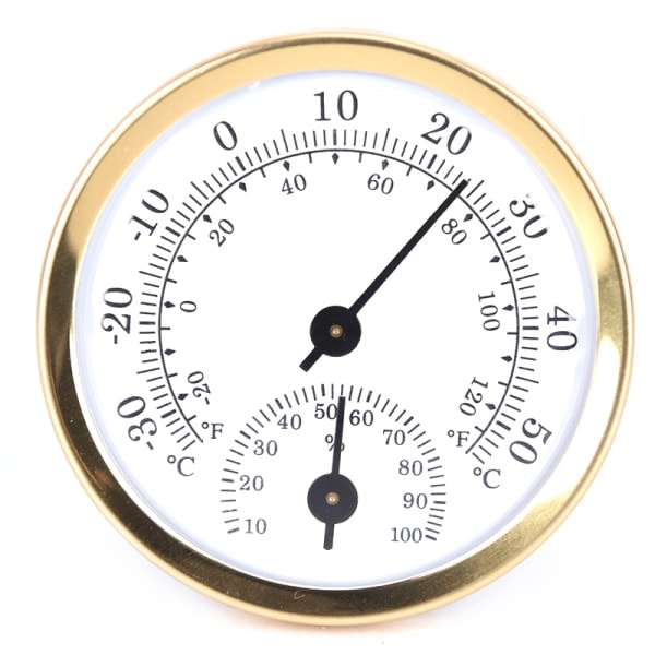 Analog inomhus hygrometer Temperaturmätare Guld Gold