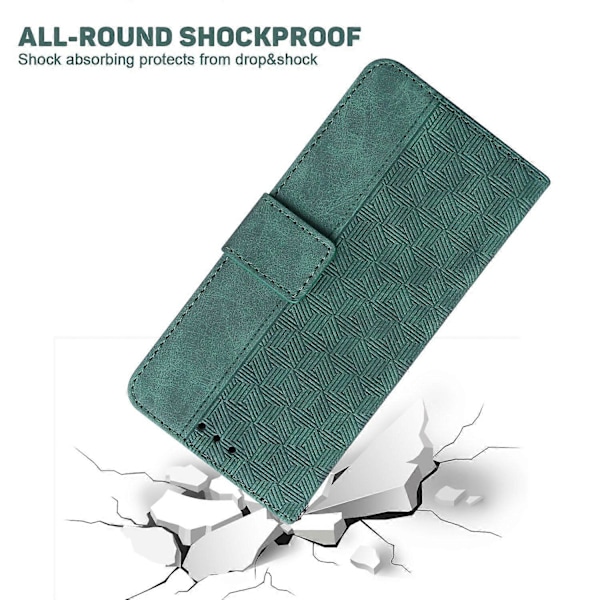 Til iPhone 15 Plus Geometri Præget PU Læder Wallet Stand Telefon Shell Mobil Case