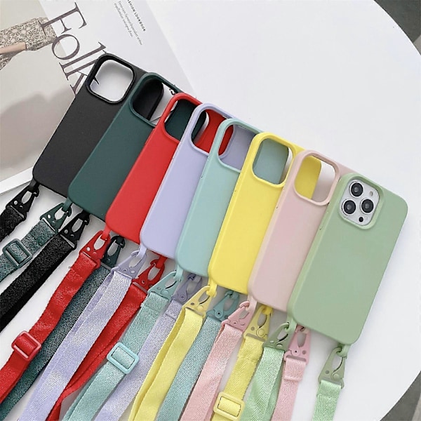Elastisk silikonebeskyttelsesetui med bred halsrem til iPhone 12 mini