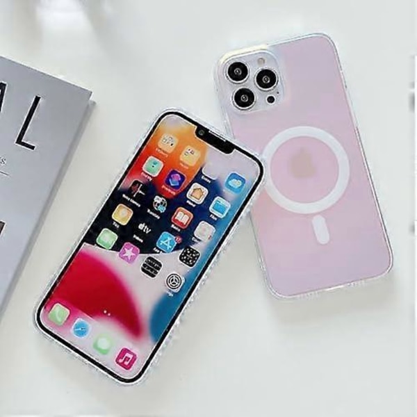 Magnetisk iPhone 16 Pro Max-etui, kompatibelt med Magsafe, holografisk iriserende unikt stødsikkert gennemskinneligt mat æstetisk telefonetui med farve C