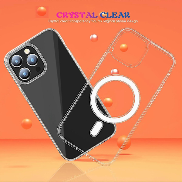 För iPhone 15 Pro Kompatibel med MagSafe Fallskydd TPU+PC Skal Transparent Mobilskal