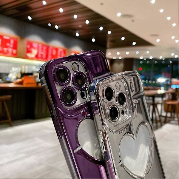 Skal för iPhone 15 Pro Max Elektroplätering 3D Effekt Hjärta Form Telefon TPU Skydd
