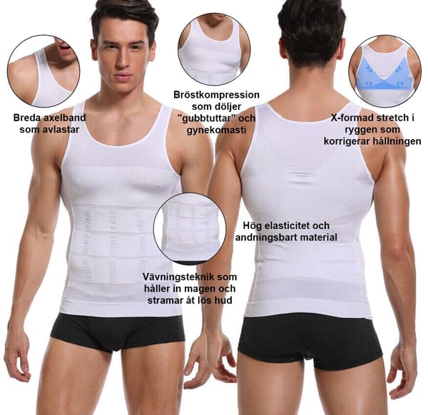Figursyet Tanktop til Mænd - Korrigerende L (Hvid)