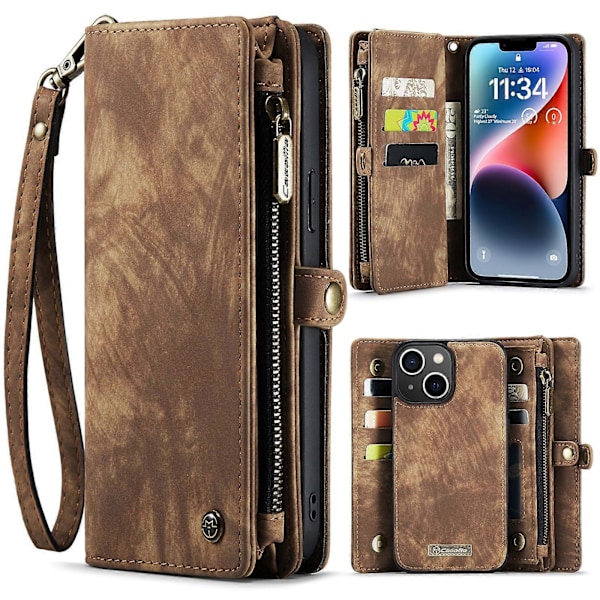 För iPhone 14 CaseMe 008 Avtagbart Multifunktionellt Läderfodral