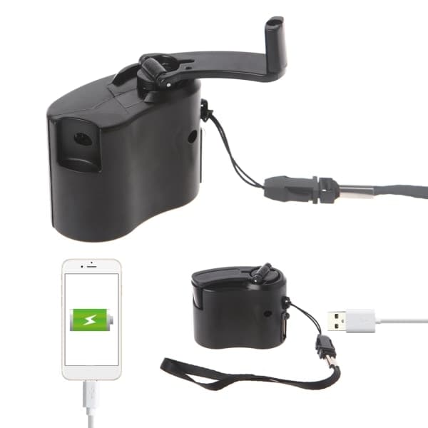 Nødoplader Manuel håndsving oplader Power USB oplader til nødsituationer eller udendørs håndsving oplader Sort Black