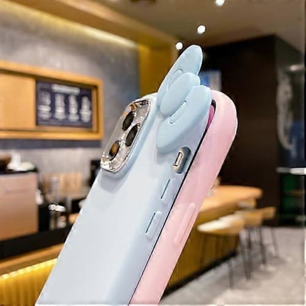 Kompatibel med iPhone 15 Pro Max Skal, Sött 3D Rosett Skal, Mjukt Silikon Stötsäkert Skyddande Telefonskal för Kvinnor Flickor & Barn