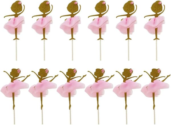 12 stk Ballerina, Kake Topper Bryllup Bursdagsfest