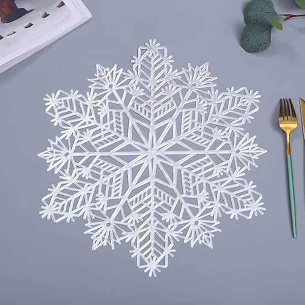 2 st julbordsplaceringsunderlägg med runda snöflingor