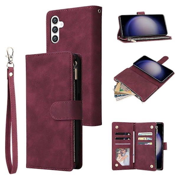Til Samsung Galaxy S25 Etui Lynlås Pung Flere Kortpladser Læder Telefon Cover