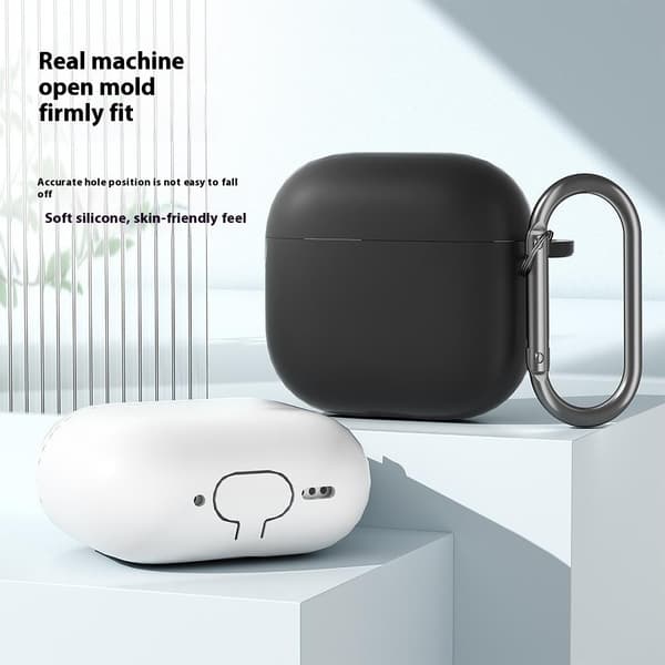 AirPods 4-deksel med karabinkrok i silikon, svart