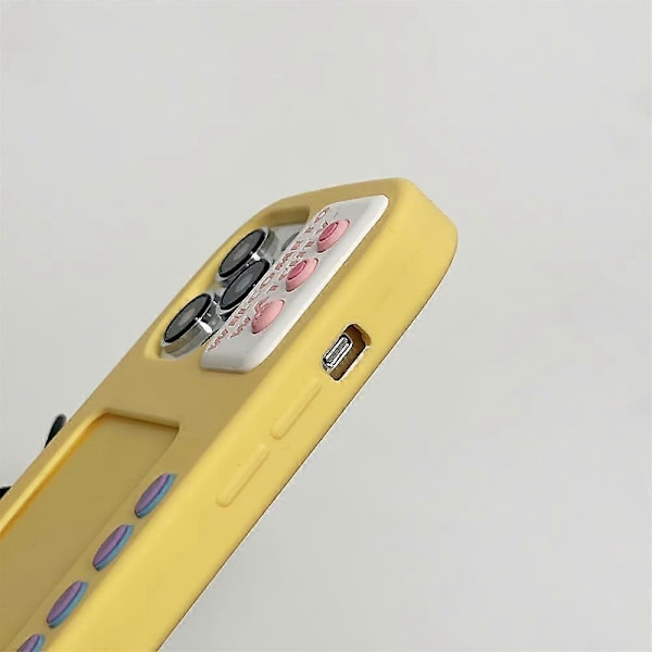 3D Tecknat Mobilskal för iPhone 14, Roligt Retro TV-format Mjukt Skyddsskal för Tjejer Kvinnor (Gul, iPhone 14)