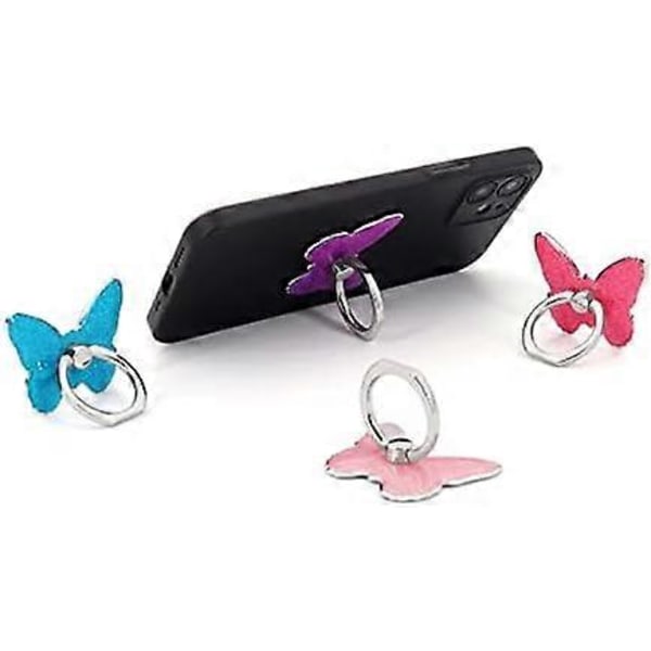 Mobiltelefon Ringholder Sommerfugl Finger Ringgrep Stativ 360 Rotasjon 180 Flip Universal Støtte Kompatibel med Alle Smarttelefoner