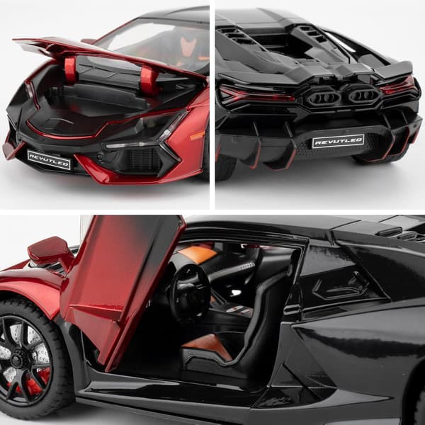 imtfzct Lamborghini Reventon 1/24 Støbt Modelbil med Lyd, Lys og Tilbagetræk, Samlermodel, Gave til Børn (Rød)