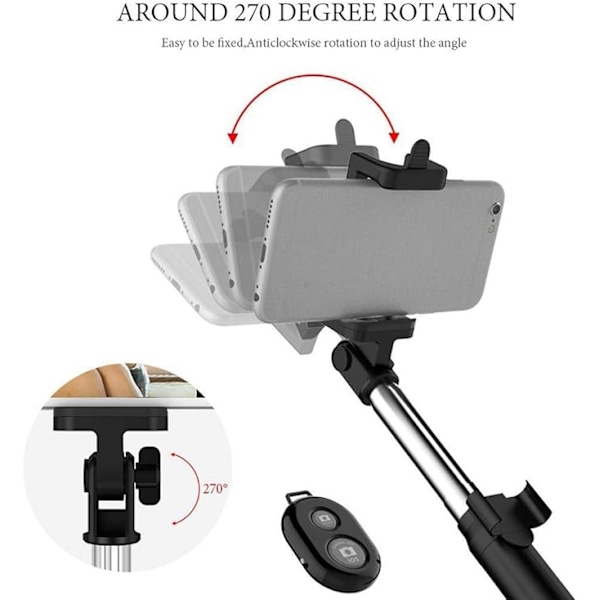 Trådlös Bluetooth Selfie Stick Handhållen Vikbar Mini Stativ