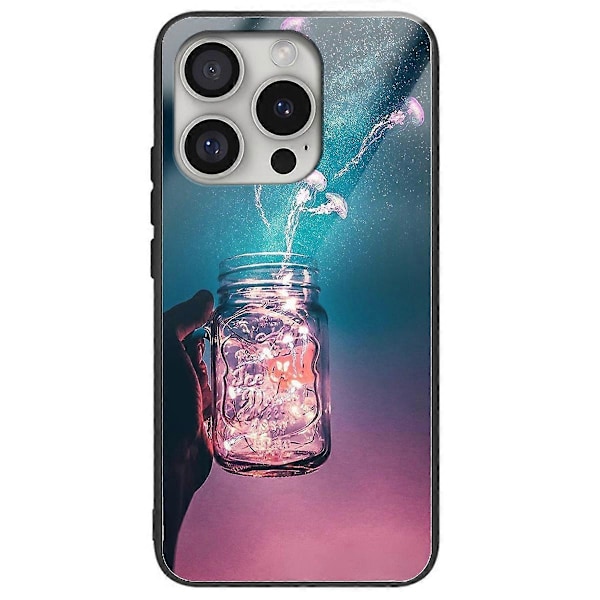 Til iPhone 16 Pro Max Cover Hærdet Glas+TPU Telefon Skal Mønsterprint