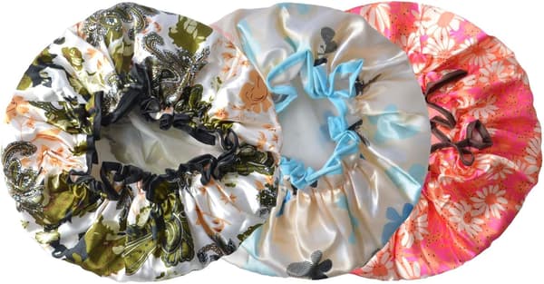 3-pack dubbellager duschmössa vattentät elastisk badmössa för kvinnor dusch spa salong solros Sunflower