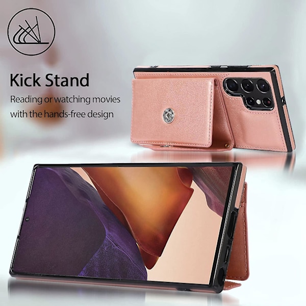 Kedjefodral för Samsung Galaxy S22 Ultra, PU Läder Snodd Fodral Mobiltelefonväska Hängande Skyddsfodral Med Korthållare Fodral Vikbart Stötsäkert B