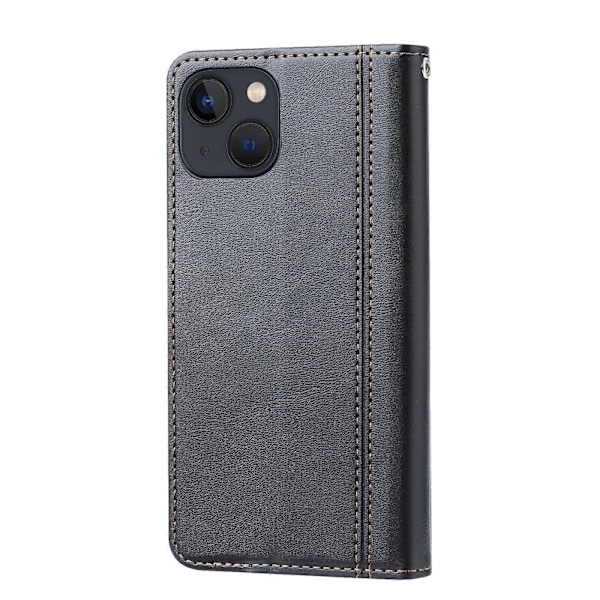 For iPhone 14 Plus Kalvetekstur Dobbel Fold Lås Horisontal Flip Lærveske