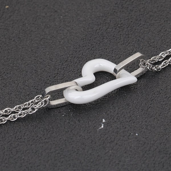 Mode Ferskenhjerte Zirconia Rustfrit Stål Armbånd black