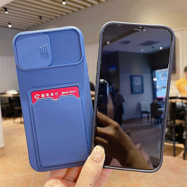 TPU-etui med kortholder og skydelinsbeskyttelse til iPhone 15 Pro Max