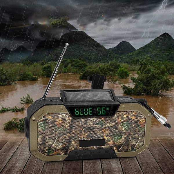 Vevradio med solpanel, 5000mAh digital radio med LCD-skärm, IPX5 vattentät solcellsdriven vevradio