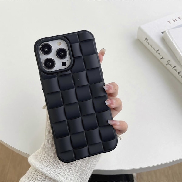 För iPhone 14 Pro Max 3D Kub Väv Textur Hudkänsla Mobilskal