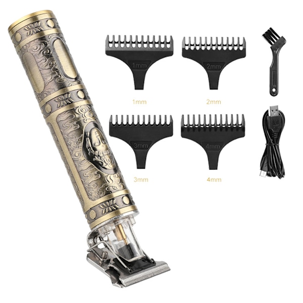 Laddningsbar USB Retro Guld Hårklipp med Tillbehör