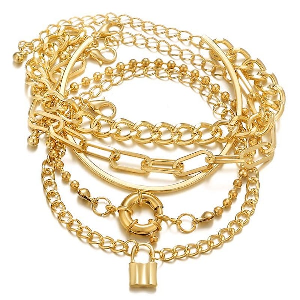5 stk. Geometrisk Rund Lås Armbånd Punk Hip Hop Legering