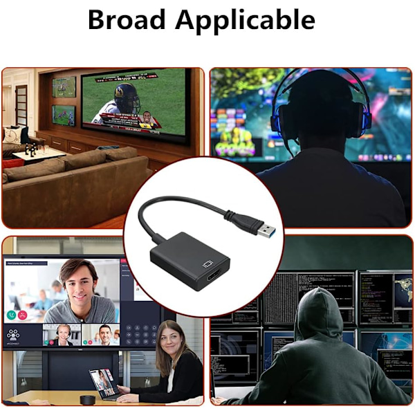 USB 3.0 - HDMI-sovitin, 1080P Full HD -video- ja audiomuunnin