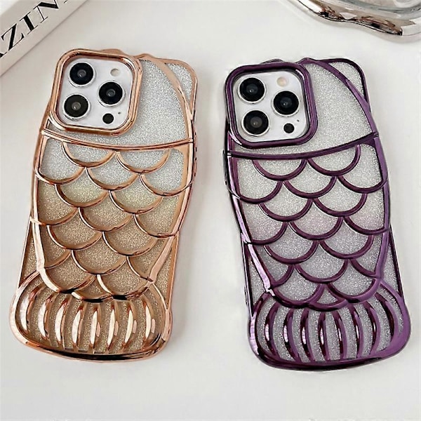 Glitter Fish Shape TPU Electroplating Phone Cover för iPhone 14 Pro Max