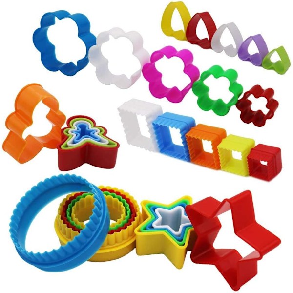 32-pak Cookie Cutters i Plastik, Cookie Cutters med Forskellige Former