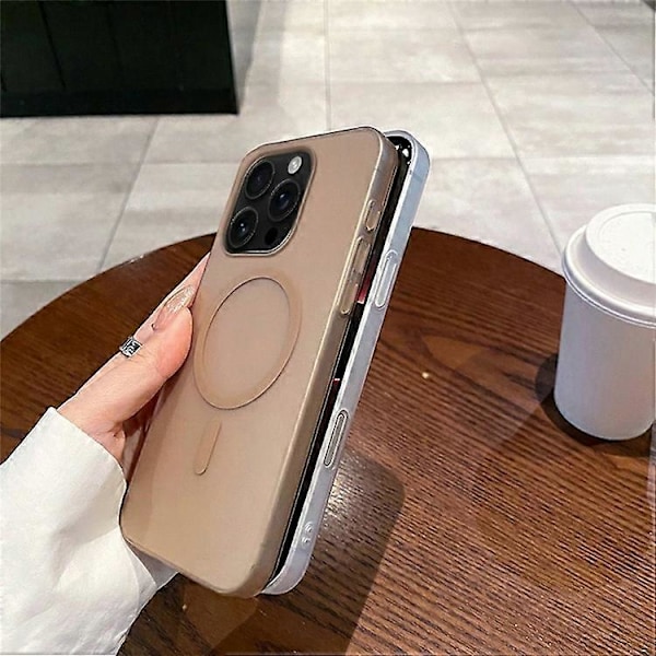 Kompatibelt magnetiskt skal för iPhone 16 Pro, kompatibelt med MagSafe, frostat PC-telefonskal